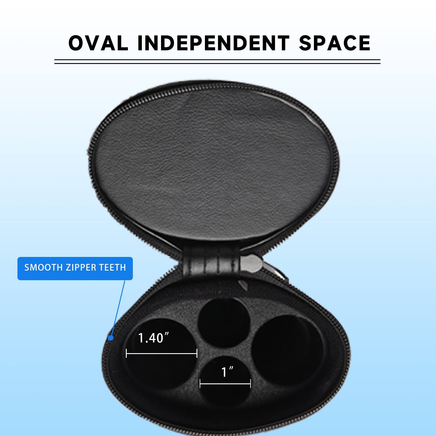 OVAL INDEPENDENT SPACE, SMOOTH ZIPPER TEETH, 1.40", 1"