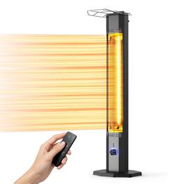 Petrimins - 1500W Infrared Tower Heater, Electric Patio Heater with 9 Heat Settings, 9H Timer, IPX5 Waterproof Indoor Outdoor Use - Black