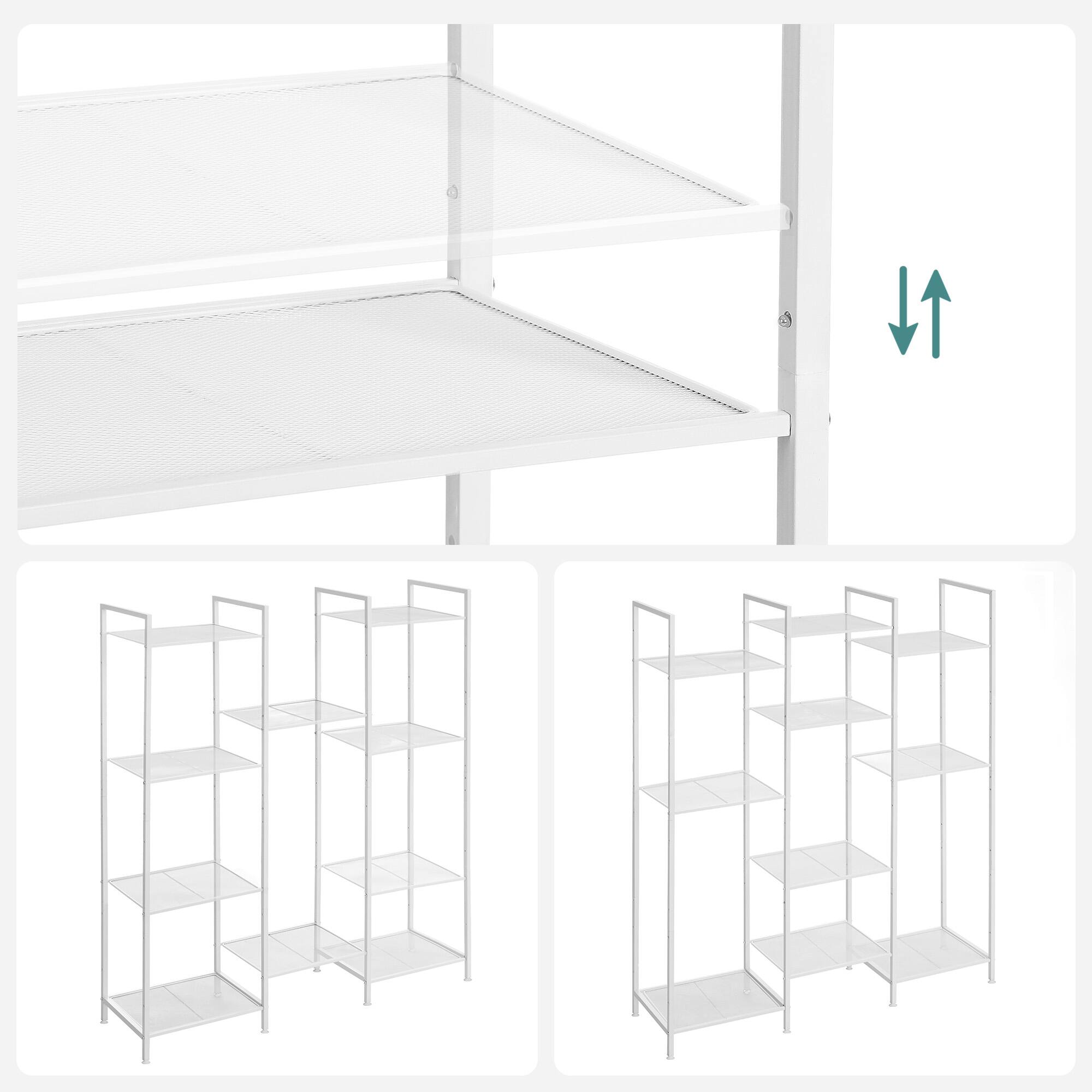 Alt View 2. Songmics Home - 5-Tier Storage Rack, Bathroom Shelf, Extendable Plant Stand with Adjustable Shelf - White.