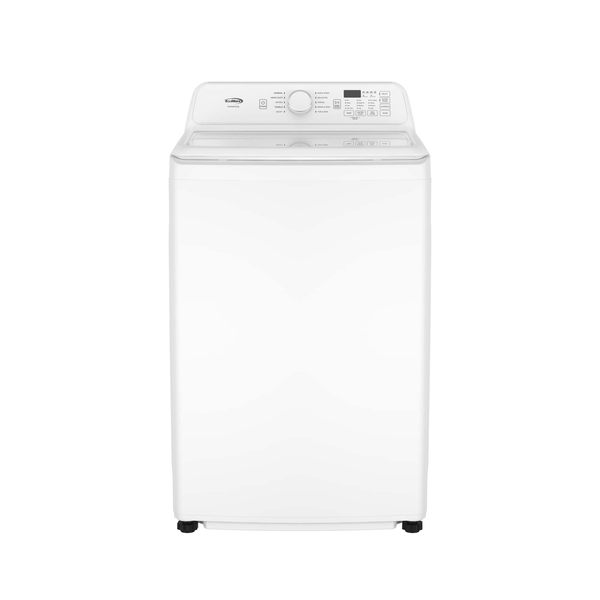 Koolmore - 25 In. 4.1 Cu. Ft. Top Load Washer, Stainless Steel Tub, Soft-Close Glass Lid, 10 Wash Cycles, Vibration Reduction - White