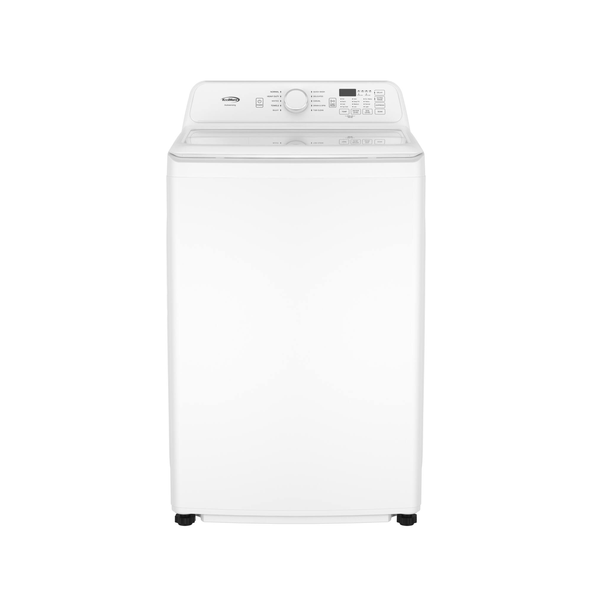 Front. Koolmore - 25 In. 4.1 Cu. Ft. Top Load Washer, Stainless Steel Tub, Soft-Close Glass Lid, 10 Wash Cycles, Vibration Reduction - White.