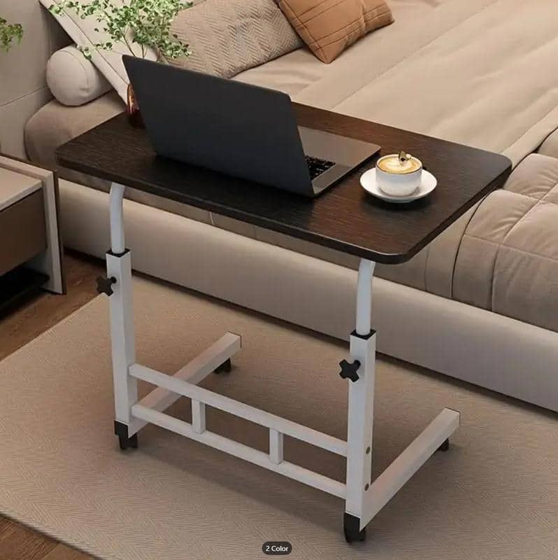 We Growing - Mobile Lift Table, Computer Desk, Adjustable Height, With Wheels Bedside Computer Desk, Sofa Side Table - Black