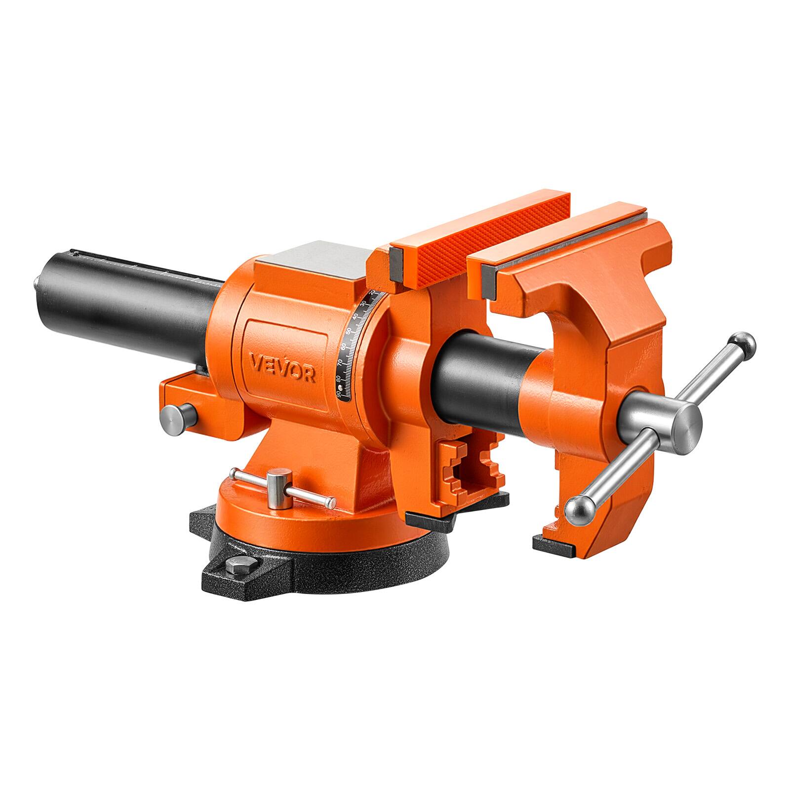 Alt View 5. VEVOR - Heavy Duty Bench Vise, 6" Jaw Width, Double Swivel Rotating Multi-Purpose Bench Vise, with 360° Locking Swivel Base - Black;Orange.