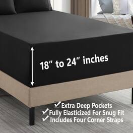 Sweet Home Collection - 18"-24" Extra Deep Pocket, 3-Piece Bed Sheets Set, Twin - Black