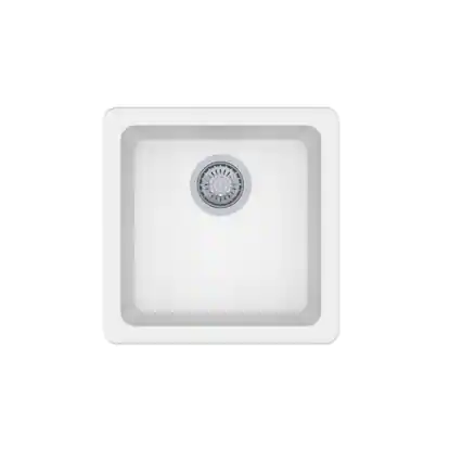 Front. Winpro - Winpro White Granite Composite 17 in. Dual Mount Bar Sink - White.