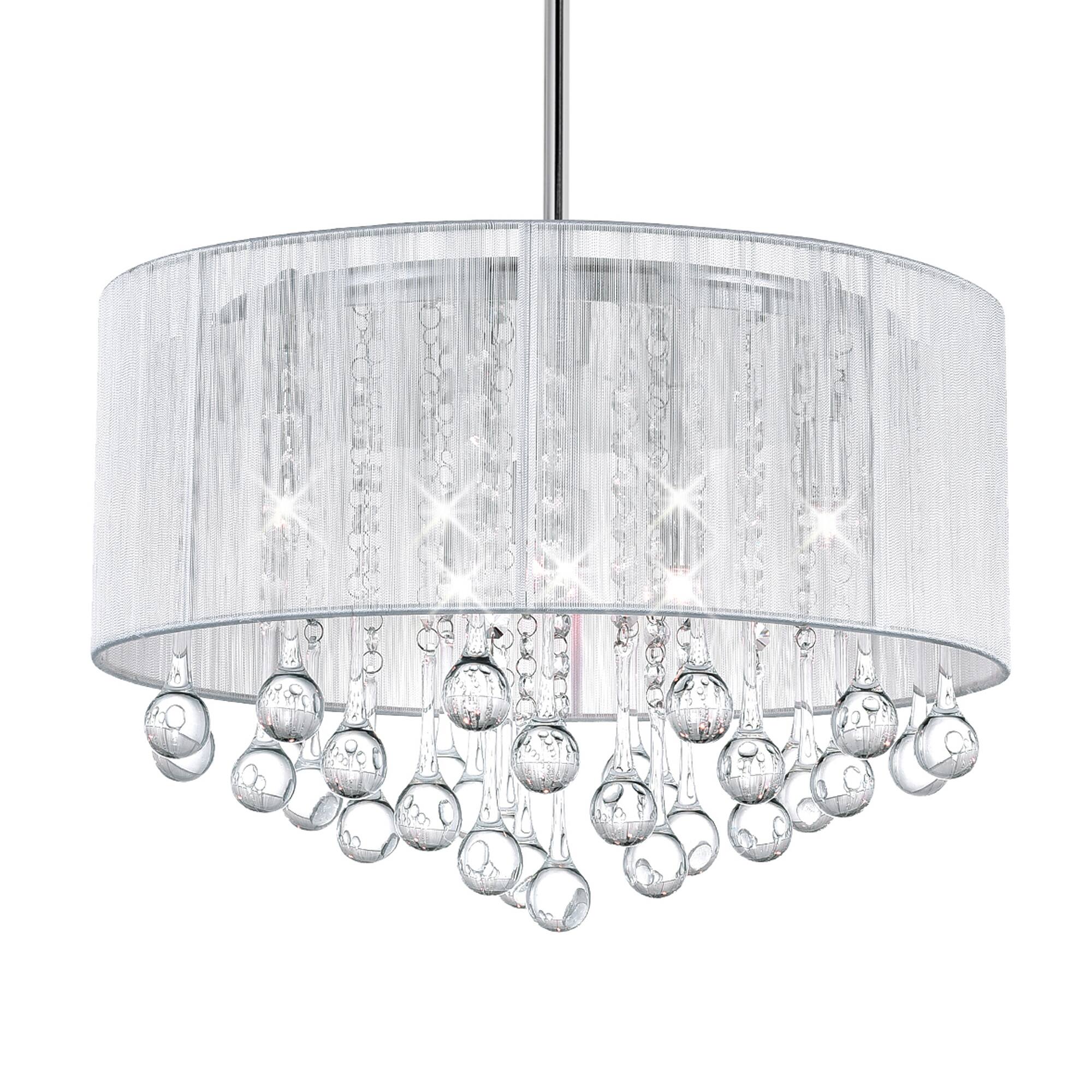 Angle. CWI Lighting - Water Drop 6 Light Drum Shade Chandelier With Chrome Finish - Chrome.