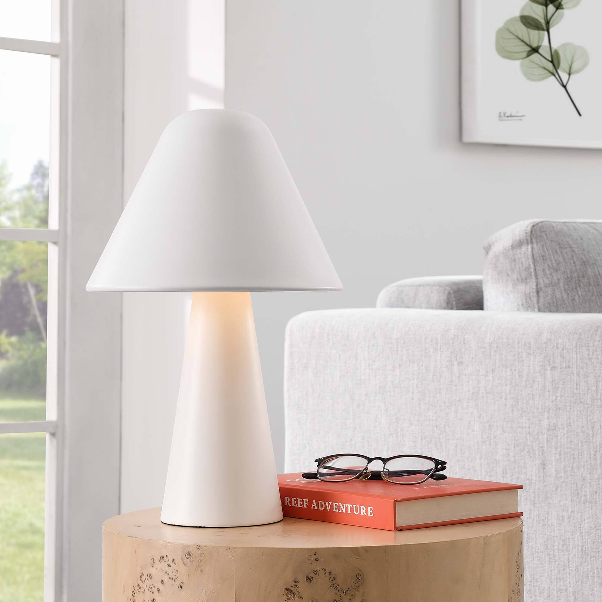 Jovial Metal Mushroom Table Lamp by Modway - White