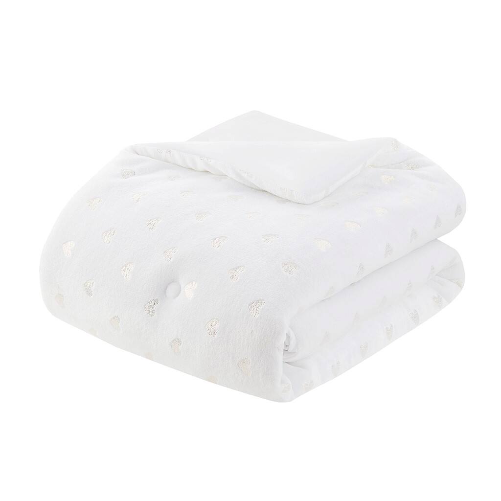 Alt View 5. Gracie Mills - Gracie Mills Elysia Metallic Printed Plush Comforter Set - White/Gold.