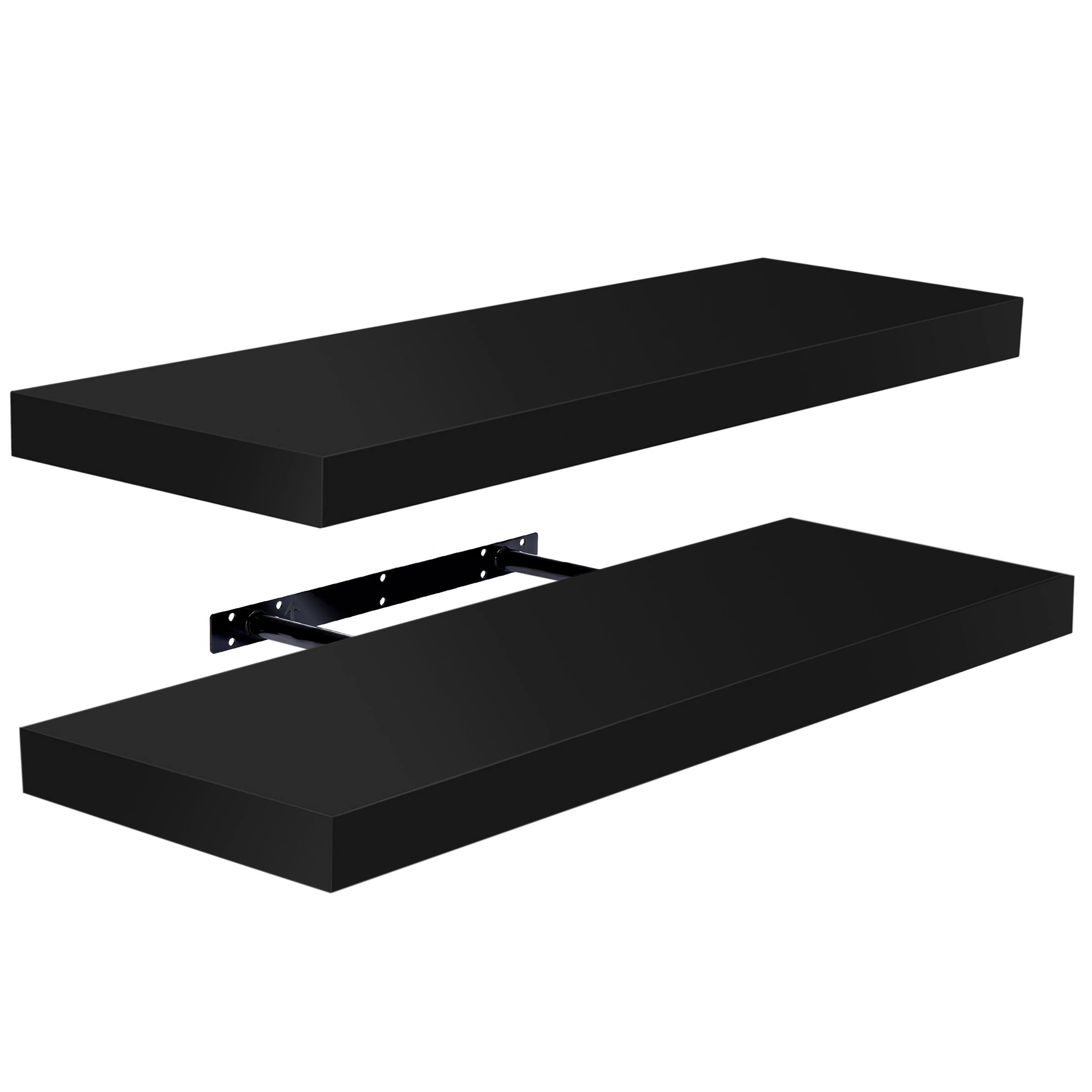 2 Pack (24"x9") Sorbus Floating Wall Shelves for Bedroom, Decor, Kitchen, Living Room - for Trophies, Frames, Bookshelf - Black