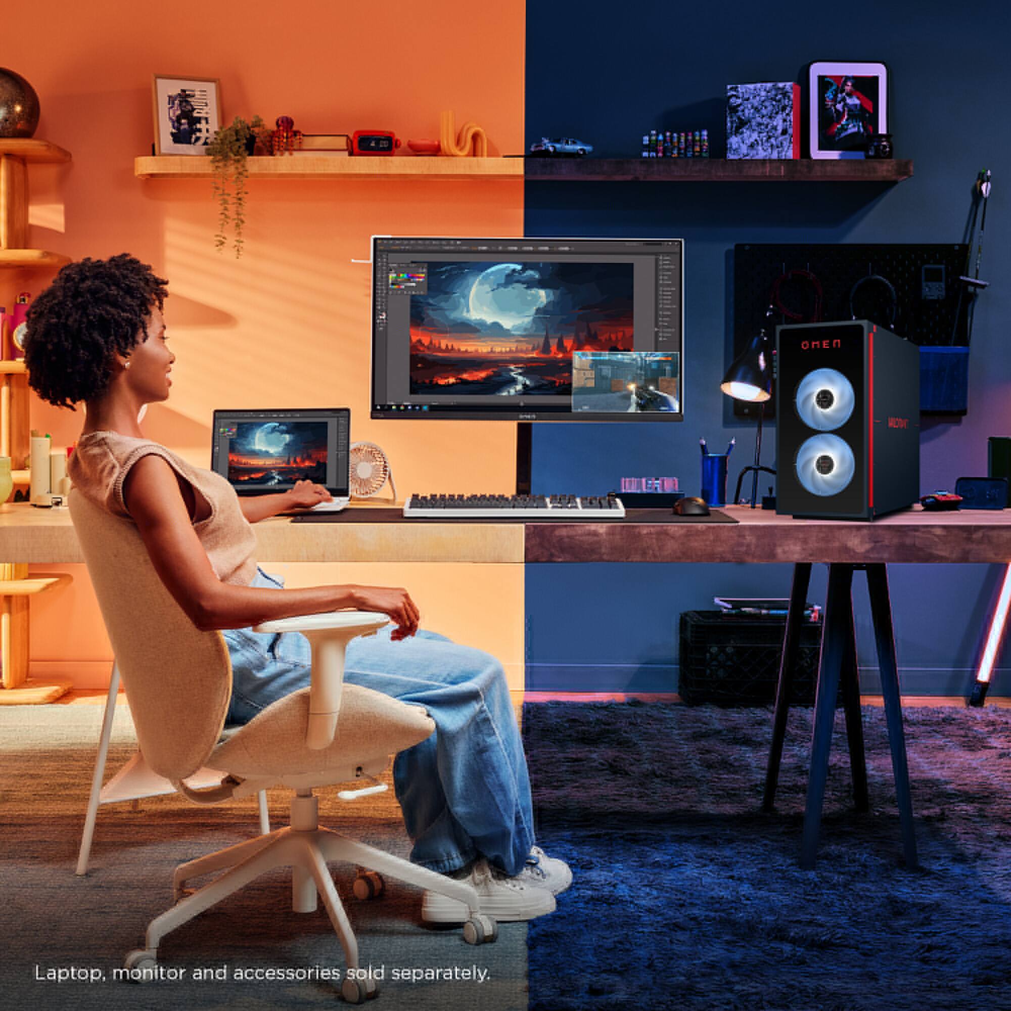 Laptop, monitor and accessories sold separately.