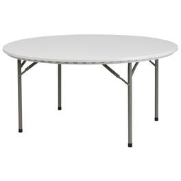 Alamont Home - Kathryn 5-Foot Round Plastic Folding Table - Banquet / Event Folding Table - Granite White