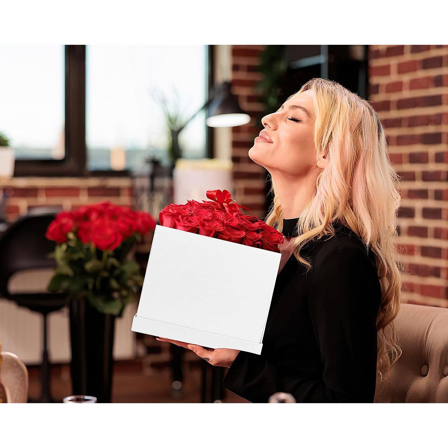 Alt View 6. Paradigms Interiors - 10" Large Gift Box With Lid And Ribbon White Paper Filler For Birthday Wedding Valentine's Day Mother's Ann... - Gold Christmas.