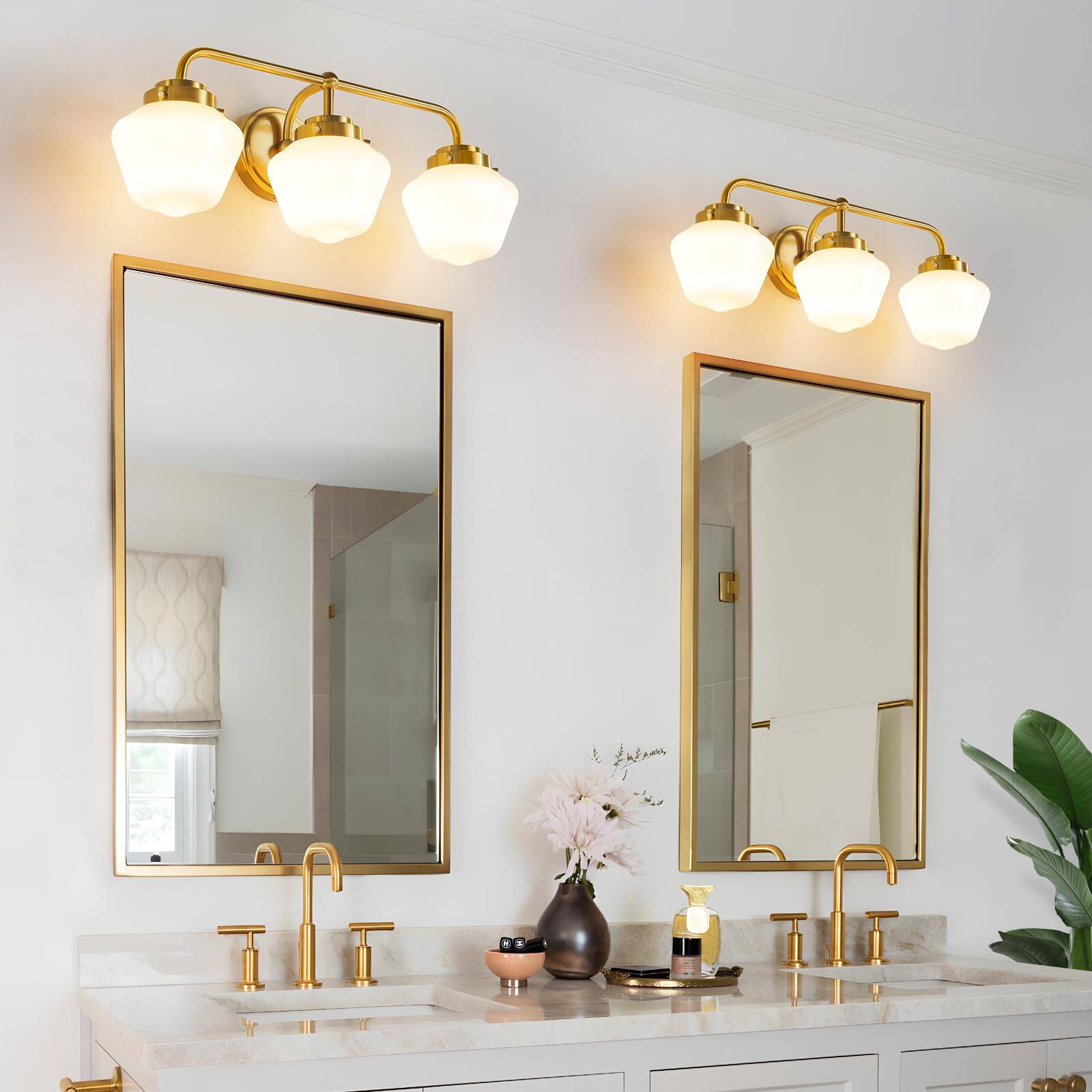 Alt View 3. Cedar Assembly - Bathroom Vanity Light Fixtures s Lights Over Mirror Inch E w Modern Lighting Fixture With Milky Glass For B - Gold 2 Light.