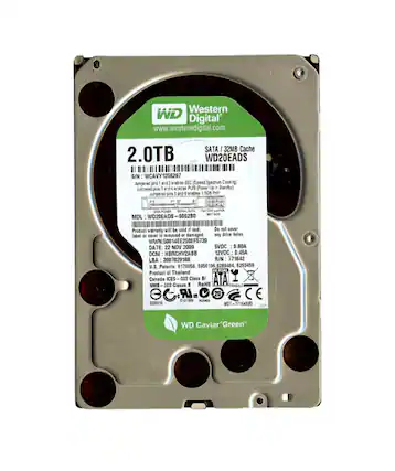 Western Digital
www.westerndigital.com
SATA I 32MB Cache 2.0TB
WD20EADS
S/N: WCAVY1256297
1 ad: Cock V P Power 1 MOL WO20EADS 005280
Product Description:
Do Not remove any drive labels or is removed
WWN: 50014EE25BEF5739
DATE: 22 NOV 2009
SVDC: 0.60A
DCM: HBRCHV2A88
12VDC: 0.45A
LBA: 3907929168
RUN: 71642
US Patent 6178056
56n96
8289484
6263459
Product of Thailand
Canada ICES Class B
ATA 00D
RaHS 3CH.CO
20 CE
WD Caviar Green