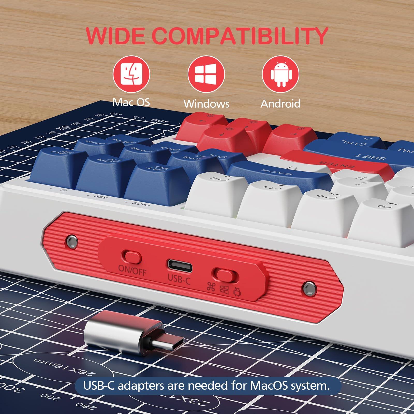 WIDE COMPATIBILITY

Mac OS  
Windows  
Android

USB-C adapters are needed for MacOS system.