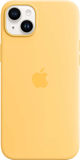 Front. Apple - Apple Silicone Case with MagSafe - iPhone 14 Plus Sunglow - Sunglow.