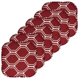 Sweet Home Collection - Mirage Hexagonal Memory Foam No Slip Back 16" x 16" Chair Pad Cushion, 6-Pack - Wine/White