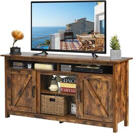 Pefilos - 60”Industrial TV Entertainment with Shelve Cabinet- Mid Century Modern for Living Room Bedroom TV Stand - Brown