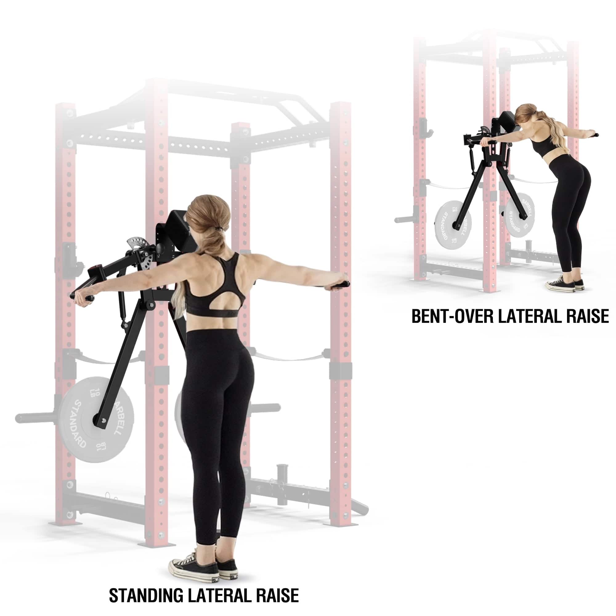 Mikolo - Power Rack Lateral Raise Attachment,Lateral Raise Machine,Shoulder Machine for 180LBS Weight Capacity - Red