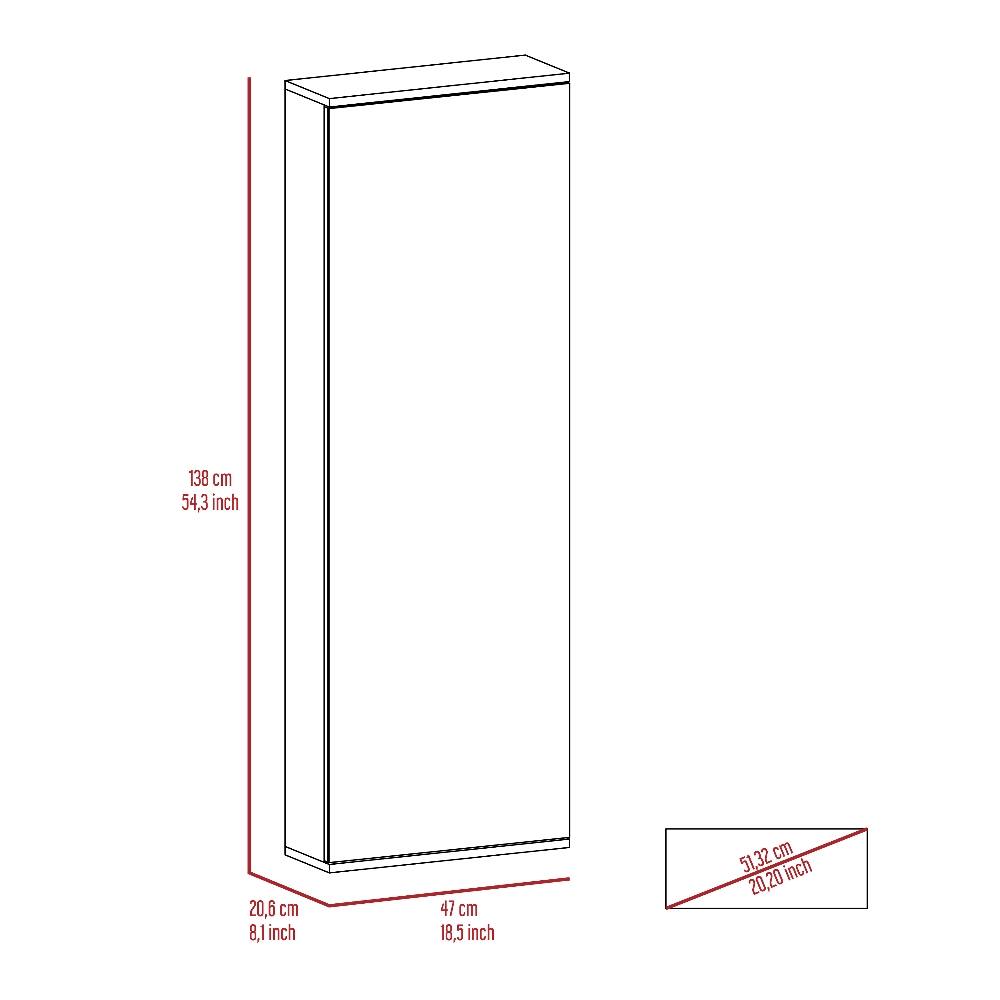 138 cm 54.3 inch  
20.6 cm 8.1 inch  
47 cm 18.5 inch  
51.32 cm 20.20 inch