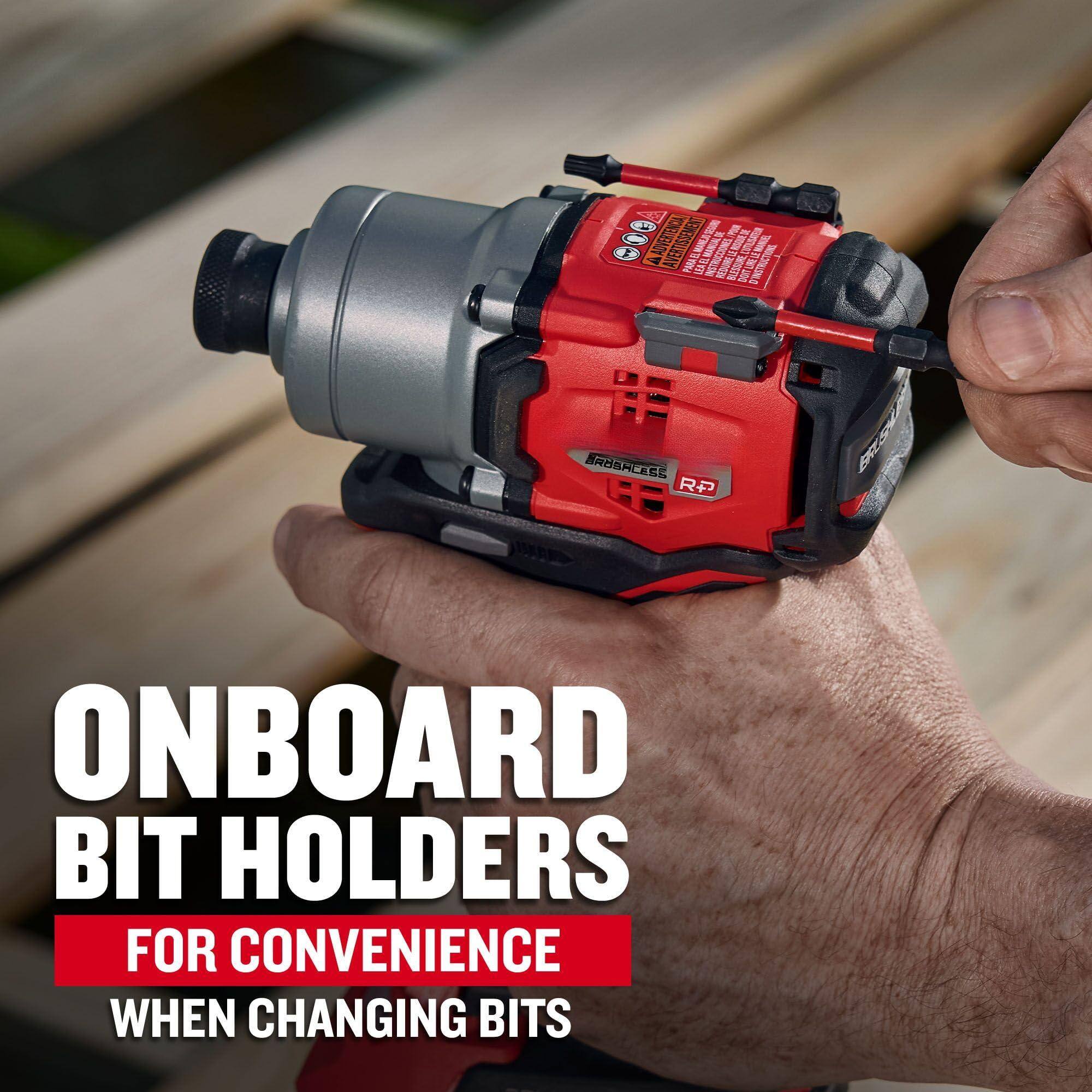 ONBOARD BIT HOLDERS  
FOR CONVENIENCE WHEN CHANGING BITS