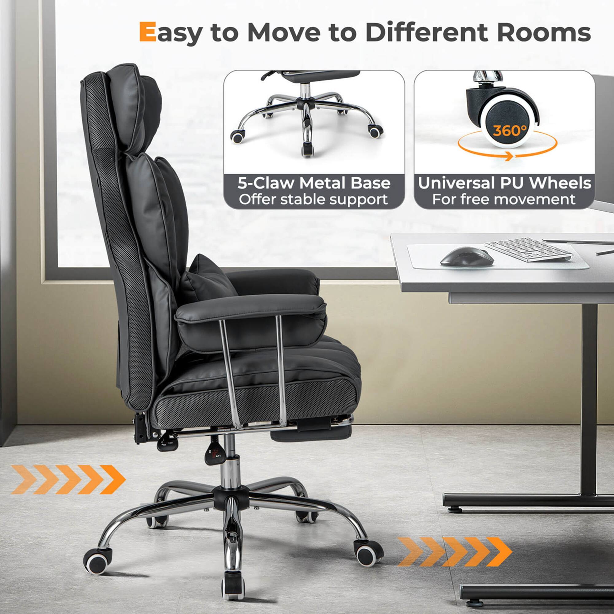 Easy to Move to Different Rooms: 360 5-Claw Metal Base Universal PU Wheels Offer stable support For free movement.