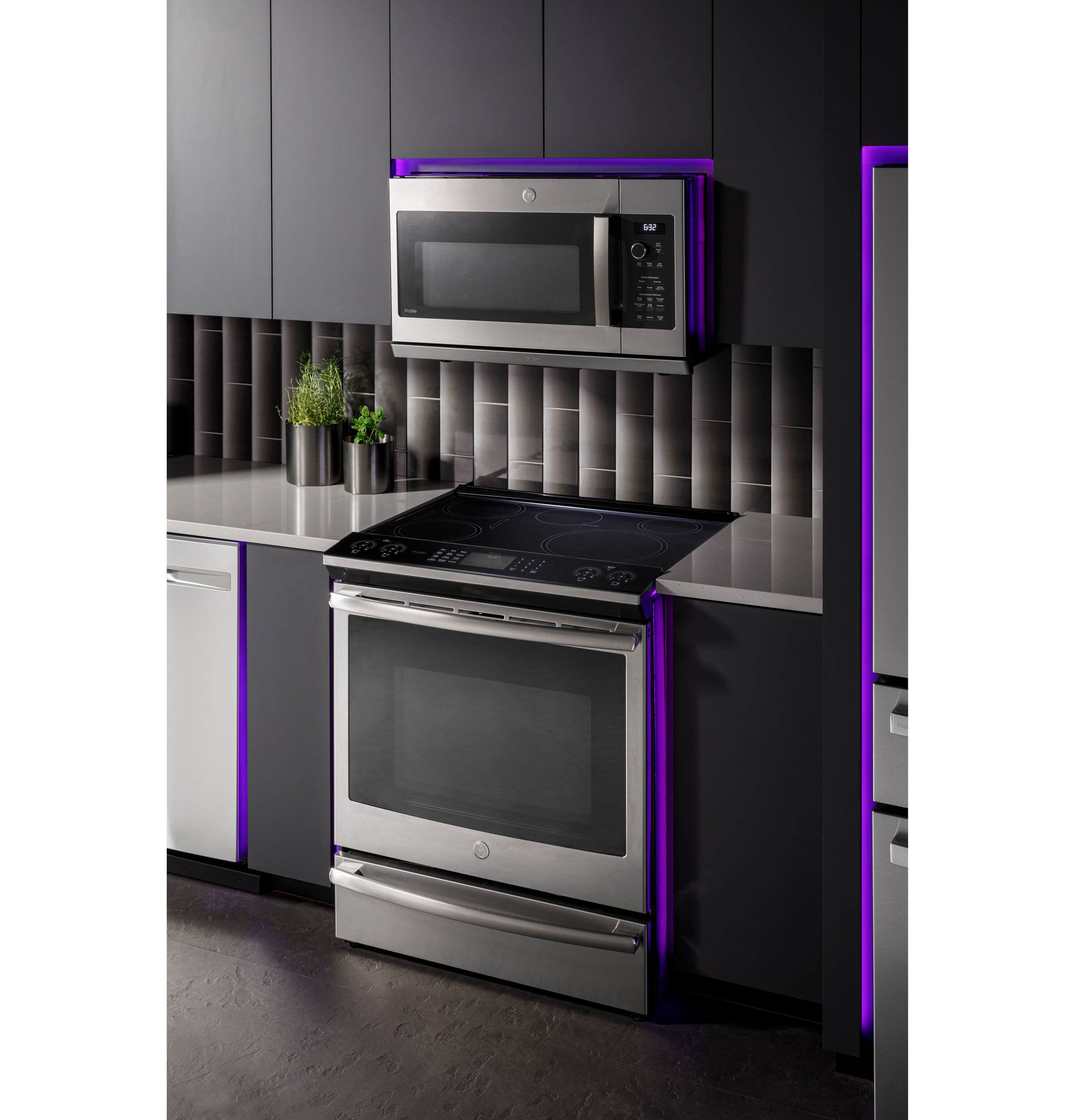 Alt View 11. GE Profile - 2.2 Cu. Ft. Over-the-Range Microwave with Sensor Cooking and Extendable Slide-Out Vent - Stainless Steel.