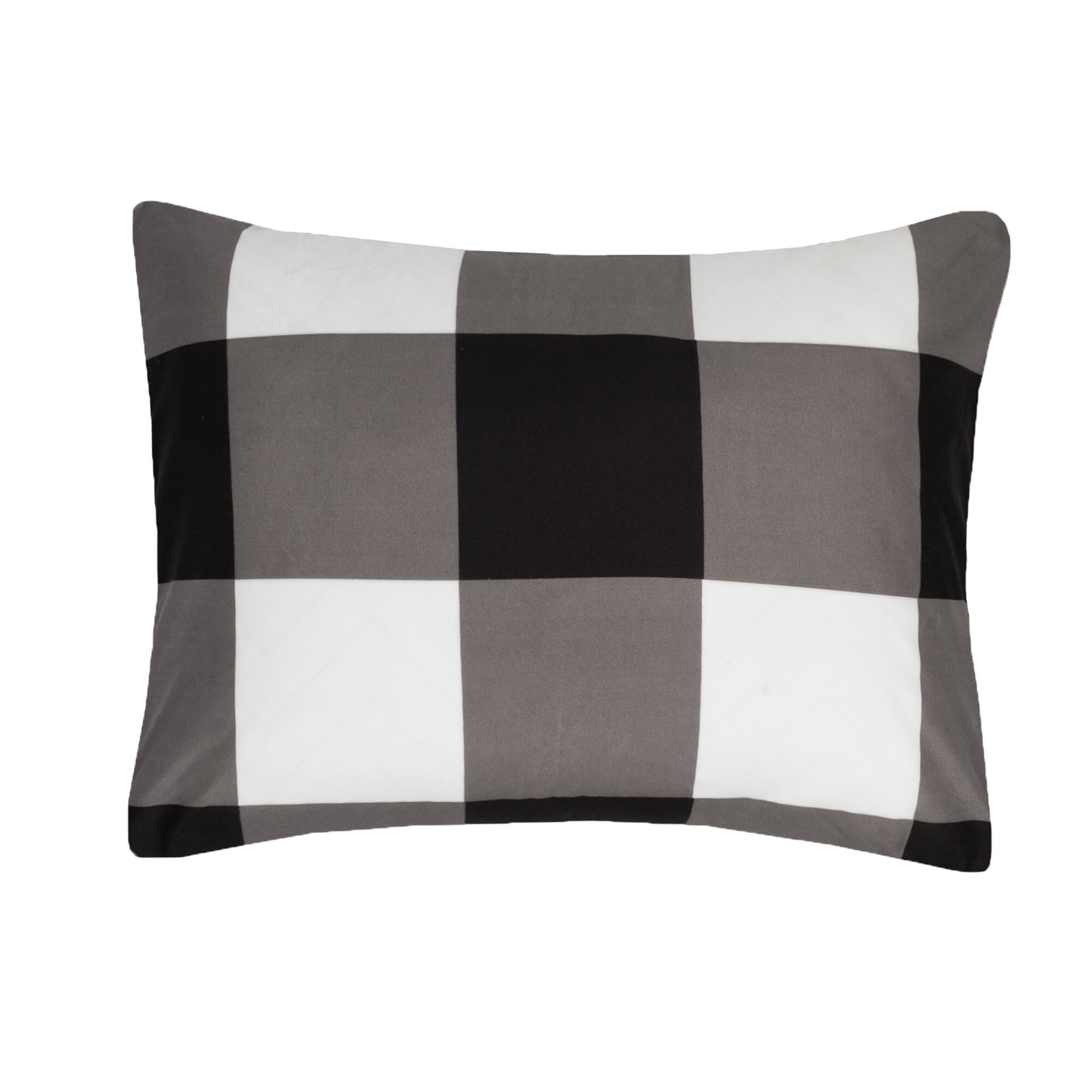 Left. Sweet Home Collection - 5 Piece Buffalo Plaid Bed in a Bag Comforter and Sheet Set - Twin - Black/White.