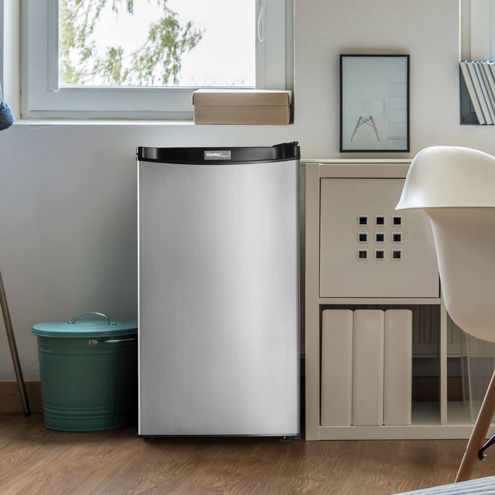 Alt View 2. Danby - Danby DCR032A2BSLD 3.2 Cu. Ft. Designer Stainless Compact Refrigerator - Stainless.