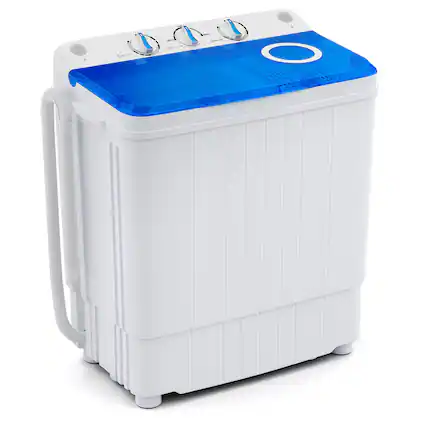 I cannot group or correct the text as it does not appear to be related to the image. The image shows a white and blue machine, possibly a washing machine or a dryer, with a blue lid.