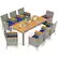 Alt View 9. Costway - 9 PCS Patio Dining Set for 8 Table and PE Rattan Chairs with 2" Umbrella Hole - Mix Gray,Navy.