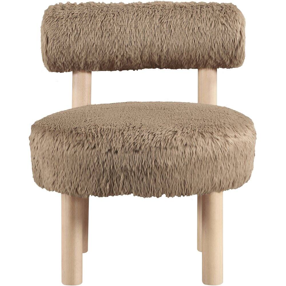 Alt View 1. Meridian Furniture - Ambre Tan Vegan Shearling Fabric Upholstered Accent Chair - Brown.