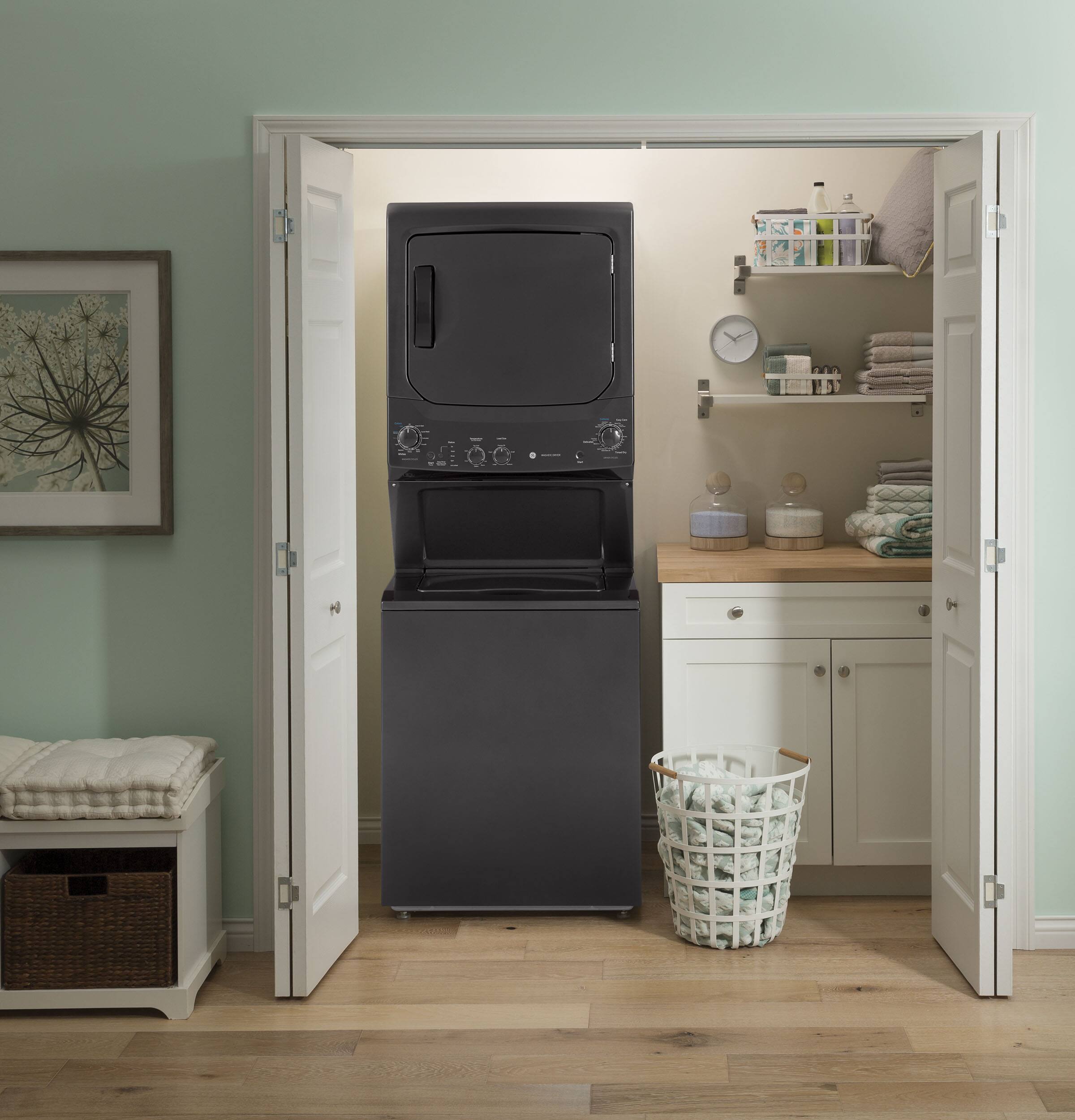 Alt View 16. GE - 3.8 Cu. Ft. Top Load Washer and 5.9 Cu. Ft. Electric Dryer Laundry Center - Diamond Gray.