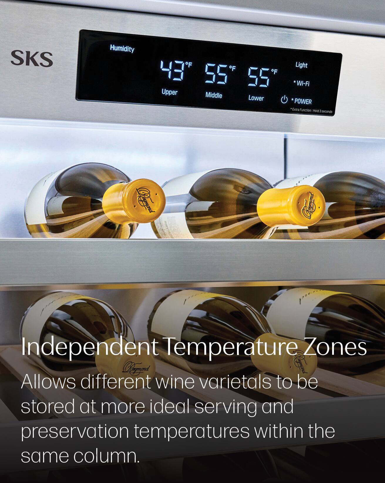 SKS 18 inch 71 Bottle Built In Smart Column Wine Refrigerator with 2 ...