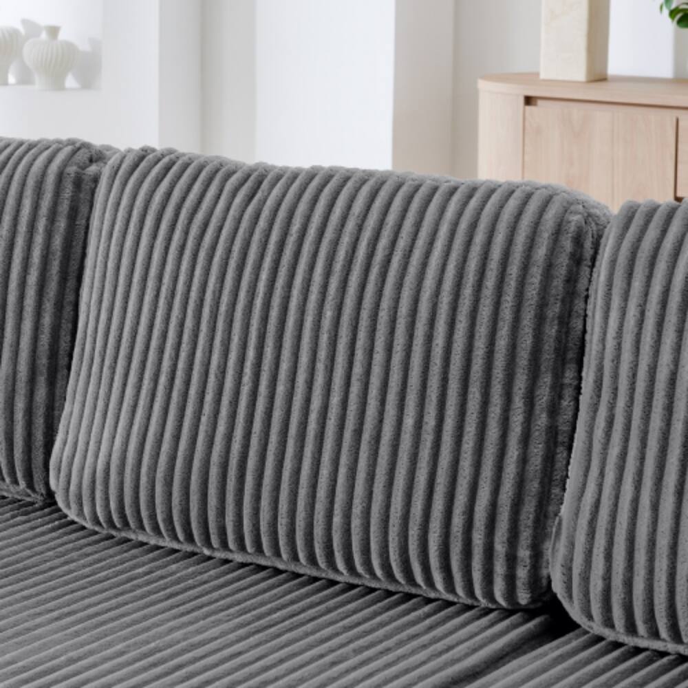 Alt View 1. LUCKY ONE - U-Shape Modular Sectional Sofa Compressed Corduroy Sleeper Couch No Assembly - Grey.
