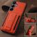 Alt View 2. Dteck - Slim Card Holder Case for Samsung Galaxy S24+, Shockproof Wallet Protective Cover with Kickstand - Orange.
