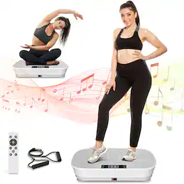KERDOM - Vibration Plate Exercise Machine with Bluetooth 99 Speed Levels for Weight Loss, Lymphatic Drainage, Home Fitness - White