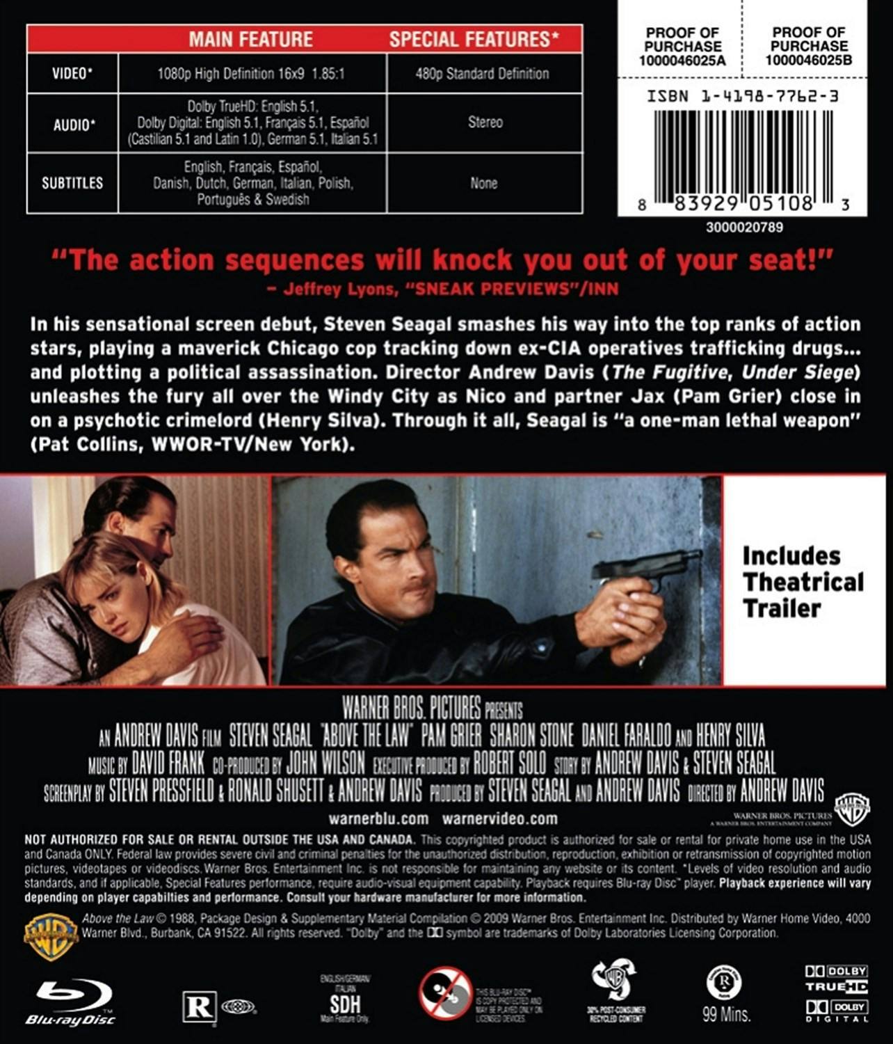 Back. Above The Law [Blu-ray].