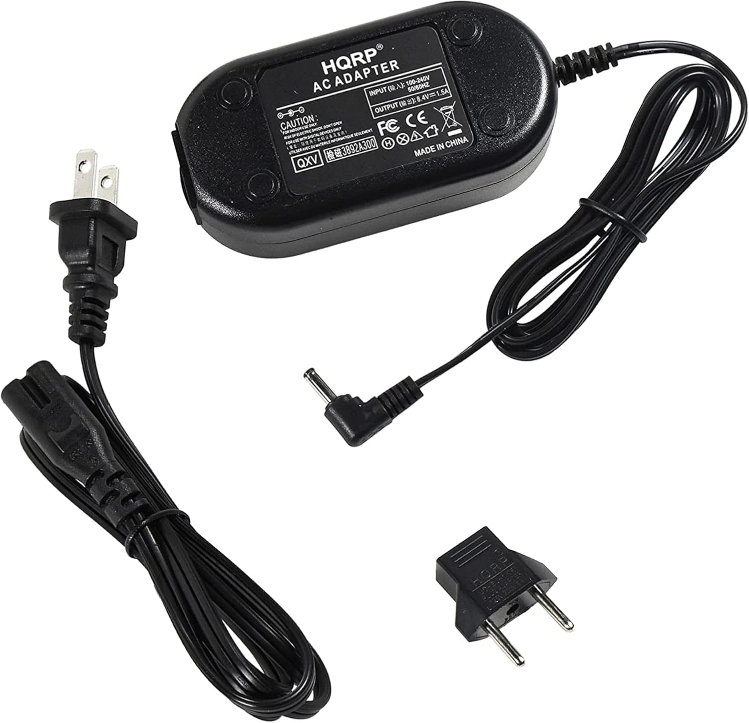 HQRP AC ADAPTER  
190-248V 50/60Hz INPUT  
OUTPUT: 12V 1.5A  
CAUTION - FC CE  
MADE IN CHINA  
3892A300
