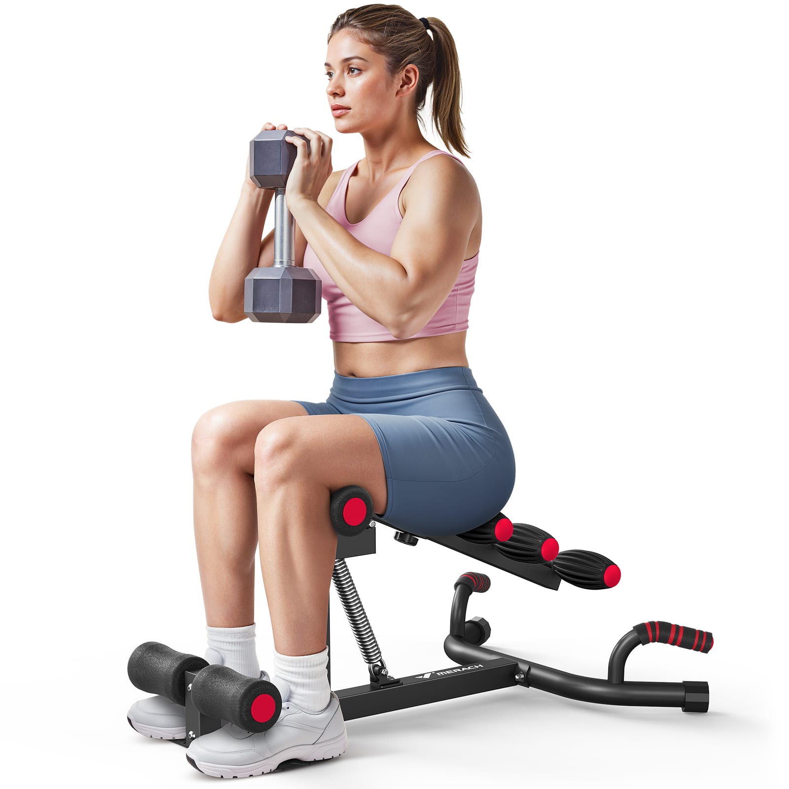 Front. MERACH - MERACH New Deep Squat Workout Machine Adjustable Glutes Trainer Exercise Fitness - Red.