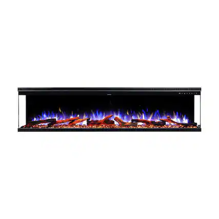 Front. Touchstone Home Products - 72 in. Wall Mounted Recessed Sideline Infinity Pro 3-Sided Smart Electric Fireplace 1500W - Black.