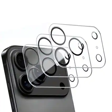 Front. Qixxronics - 3x Qixxronics for iPhone 17 Pro Max Camera Lens Protector Clear Tempered Glass Lens Cover Flim - Clear.