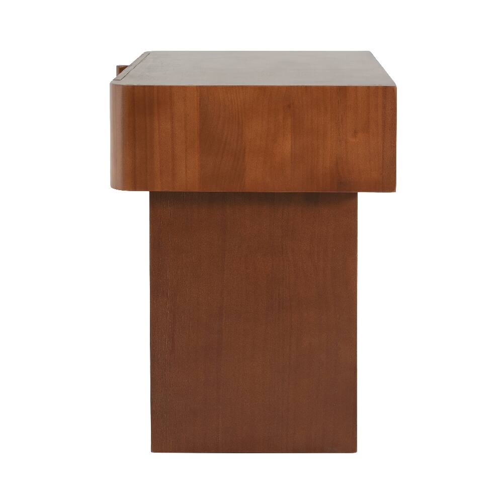 Alt View 1. Loheer - Loheer Wood End Table with Drawer Mid-Century Side Table Walnut Nightstand Fluted Accent Table for Living Room Bedroom - Walnut.