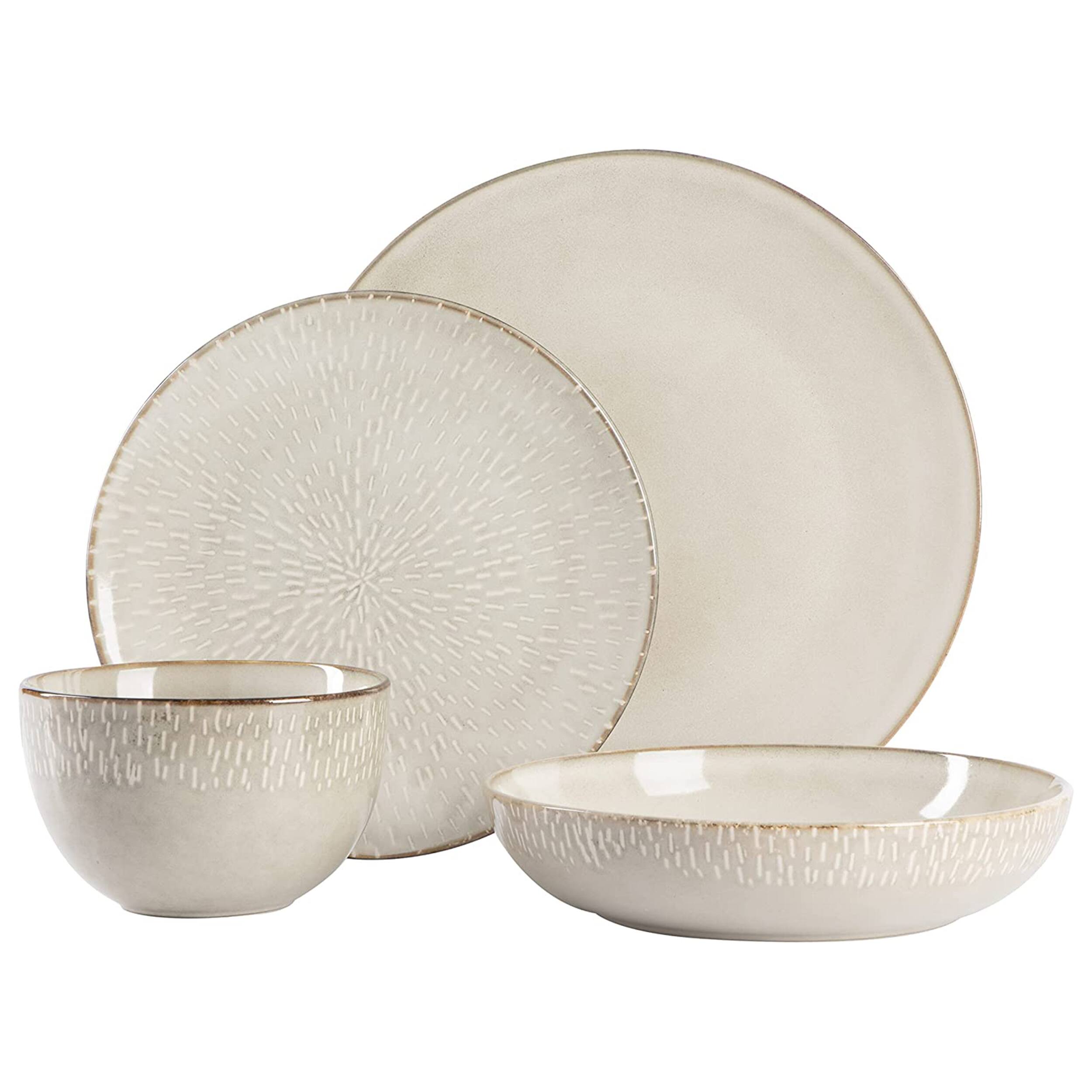 Alt View 1. Gibson - Gibson Elite Matisse 16 Piece Stoneware Dinnerware Set in Cream with Reactive Glaze - Beige.
