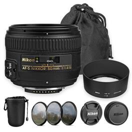 Nikon - AF-S NIKKOR 50mm f/1.4G Lens + Filter Kit + Lens Pouch (3pc Bundle)