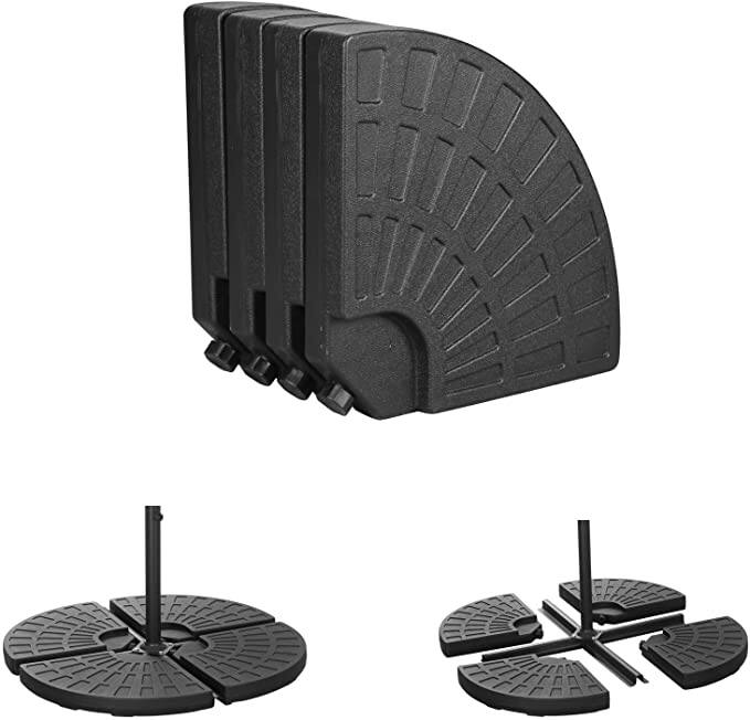 Back. Ainfox - Ainfox HDPE 4pcs Round Fan-Shaped Hanging Umbrella Base Stand for Patio – Black - black.