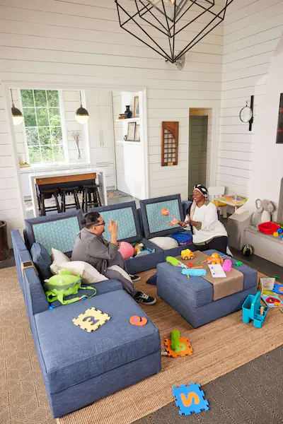 Lovesac Seats (2 Storage) Angled Sides Corded Velvet