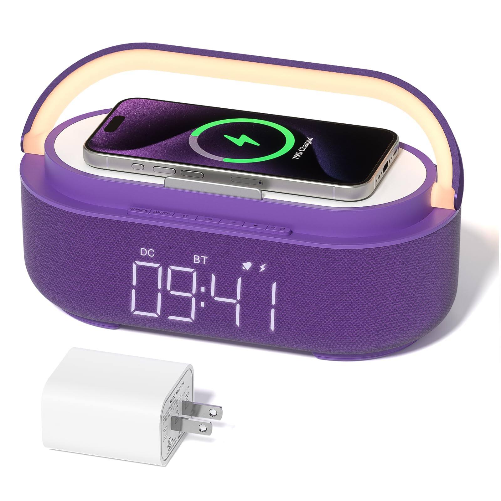 Cedar Assembly - With Wireless Fm Radio Dimmable Led Night Light Dual Speakers 2500mah Portable For Home Decoration Bedroo - Purple