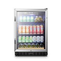 Lanbo - 110 Can 6 Bottle Beverage Refrigerator with Precision Temperature Controls and LED Interior Light - Black - Front_Zoom