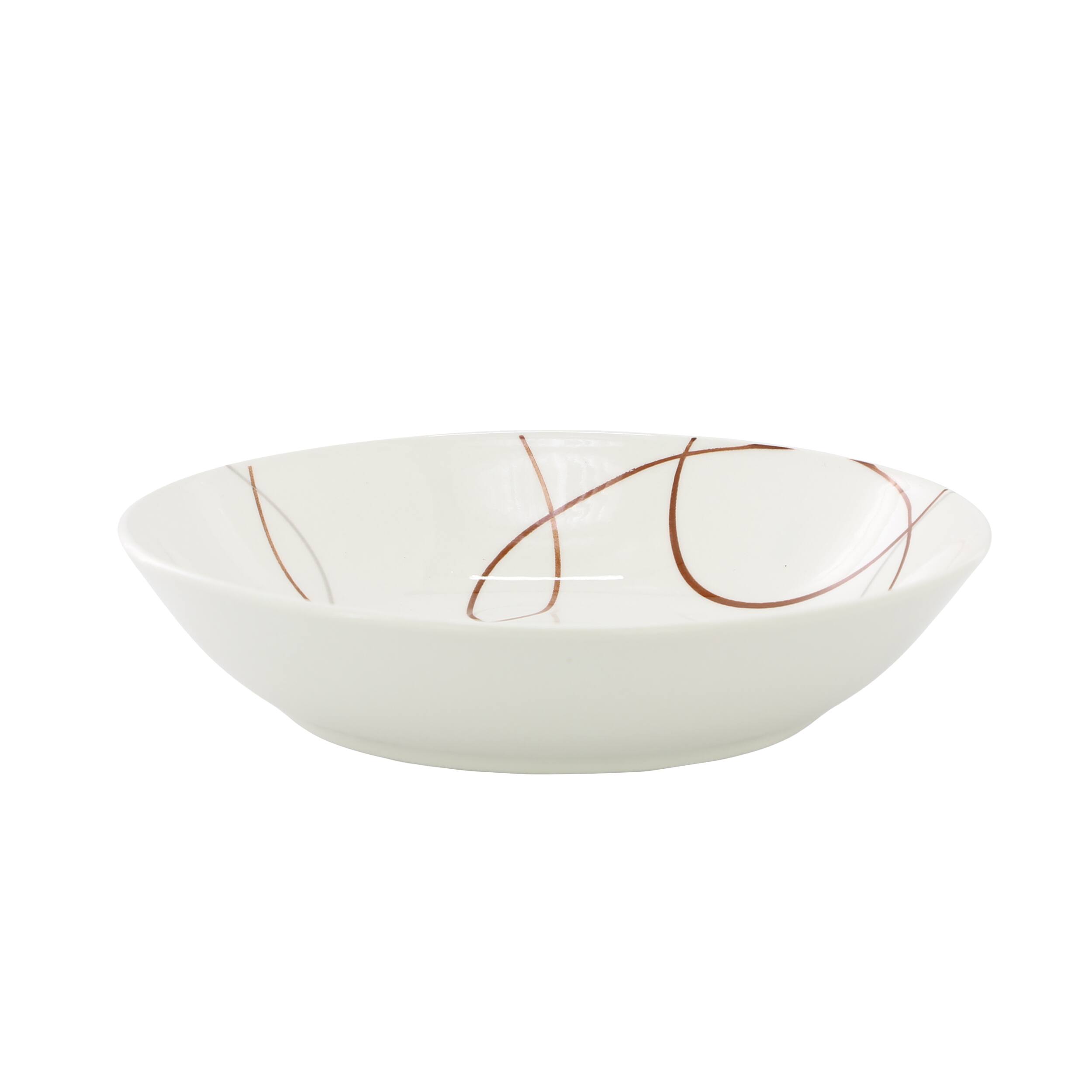 Alt View 2. Elama - Elama Sydney 16 Piece Porcelain Double Bowl Dinnerware Set, Service for 4 - White and Brown.